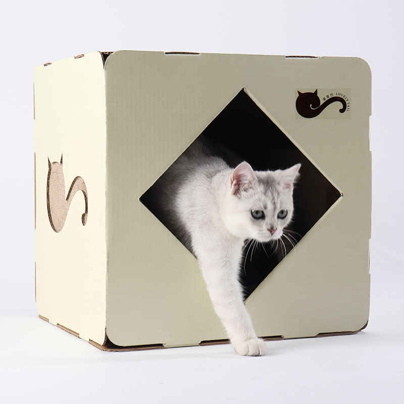 工厂低价定制环保的纸板猫窝方形猫屋