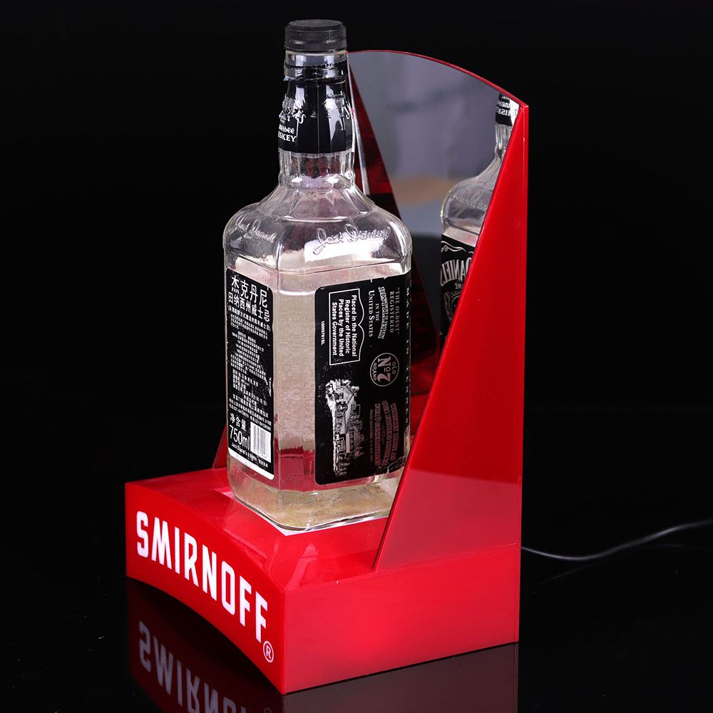 定制亚克力台面架桌面酒水饮料亚克力红色发光展示架