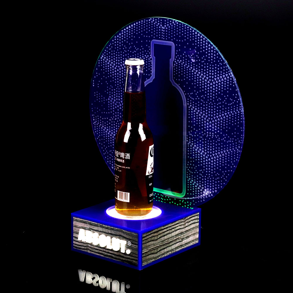 批发定制LED亚克力酒架夜光夜总会展示架威士忌伏特加酒瓶展示架灯底座支架