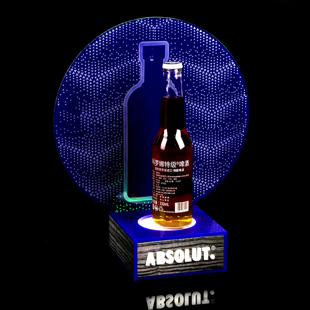 批发定制LED亚克力酒架夜光夜总会展示架威士忌伏特加酒瓶展示架灯底座支架