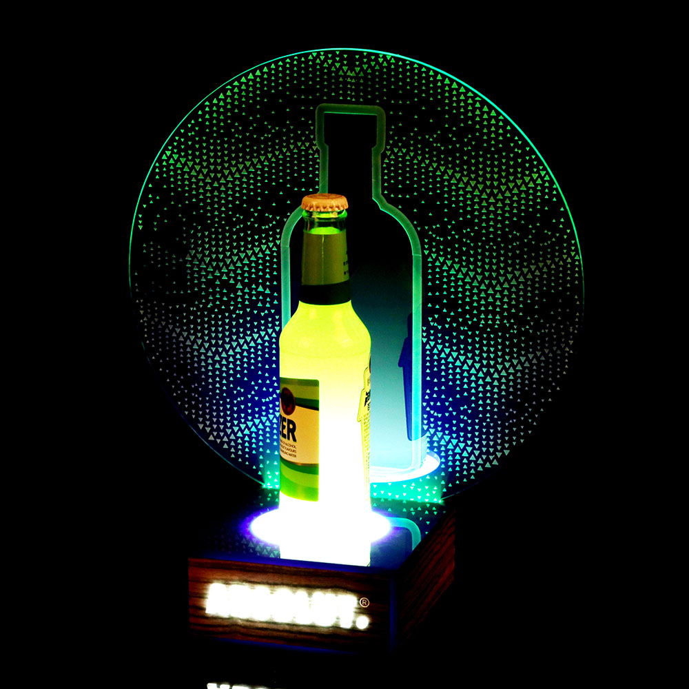 批发定制LED亚克力酒架夜光夜总会展示架威士忌伏特加酒瓶展示架灯底座支架