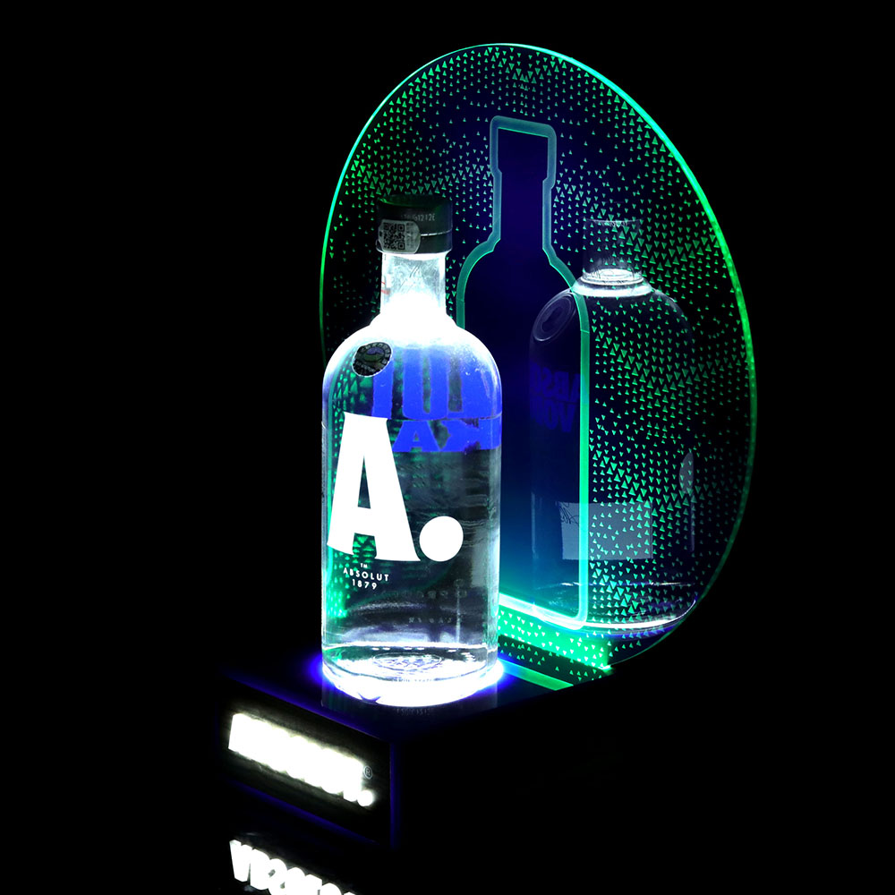 批发定制LED亚克力酒架夜光夜总会展示架威士忌伏特加酒瓶展示架灯底座支架