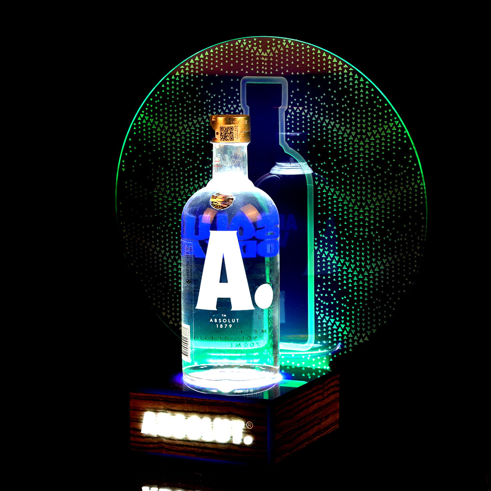 批发定制LED亚克力酒架夜光夜总会展示架威士忌伏特加酒瓶展示架灯底座支架