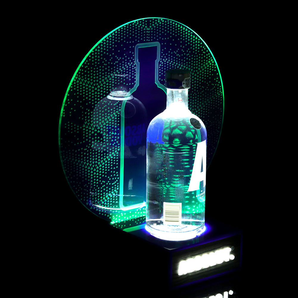 批发定制LED亚克力酒架夜光夜总会展示架威士忌伏特加酒瓶展示架灯底座支架