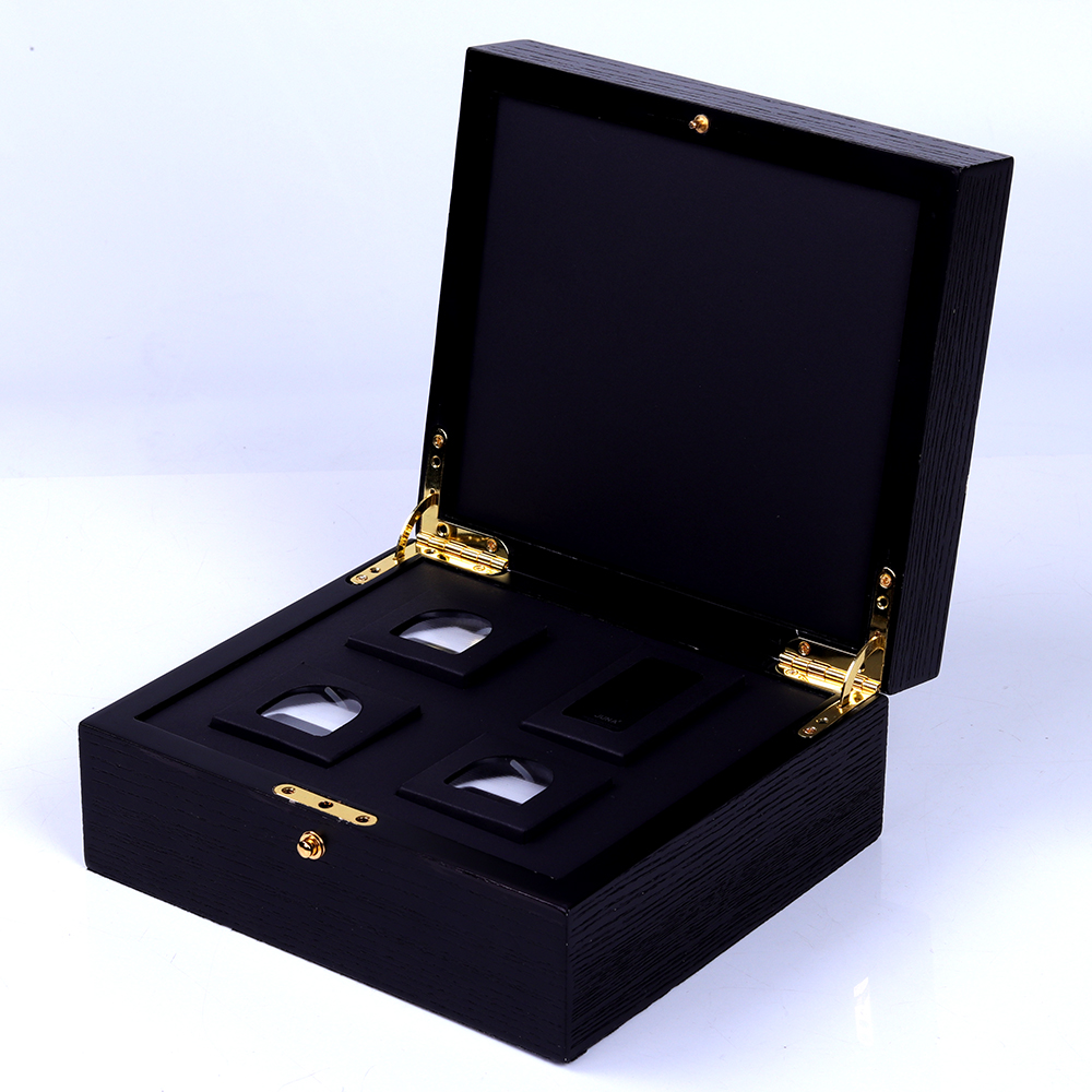 高端定制豪华书形带金属锁金属logo可回收木制礼盒豪华珠宝宝石包装盒