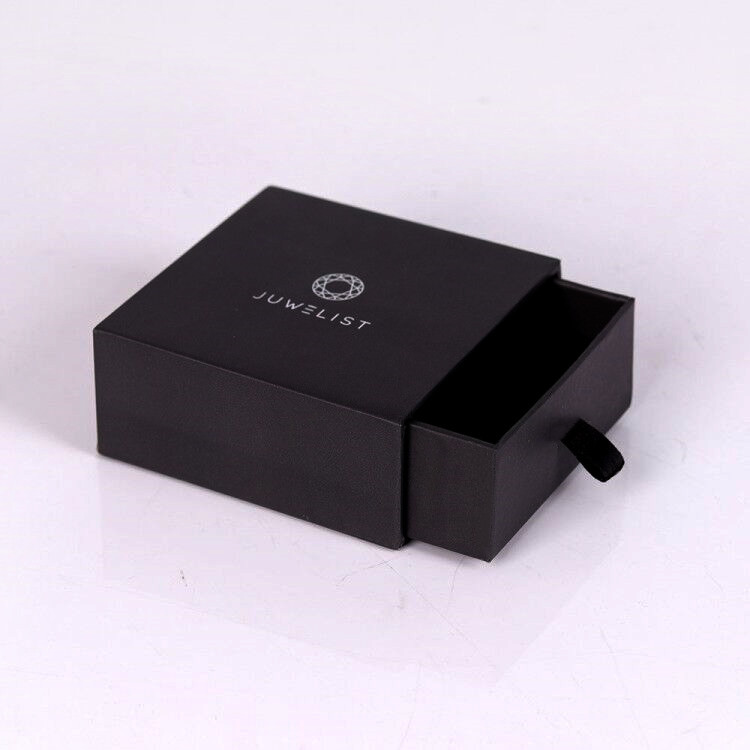 时尚烫银LOGO正方形小尺寸珠宝包装纸质抽屉礼盒定制