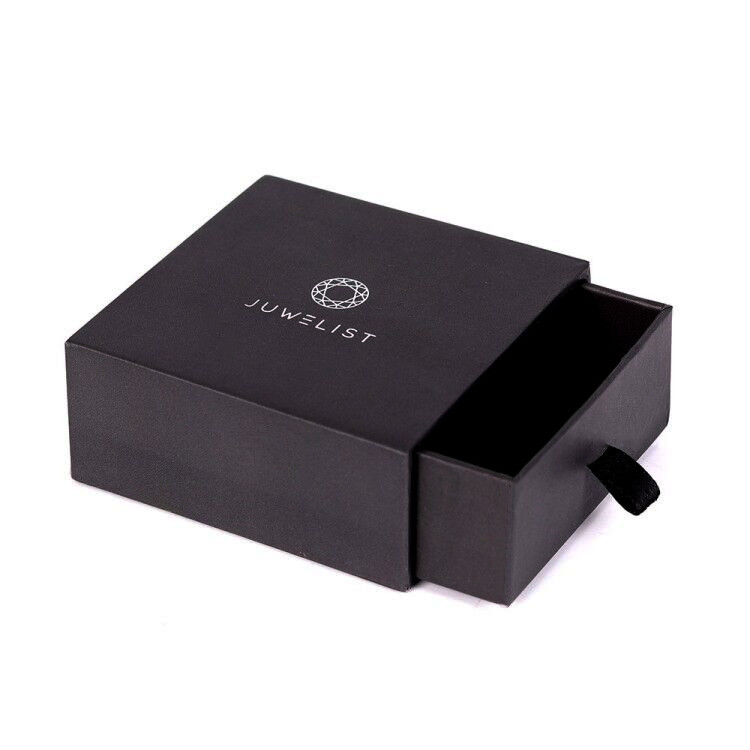 时尚烫银LOGO正方形小尺寸珠宝包装纸质抽屉礼盒定制