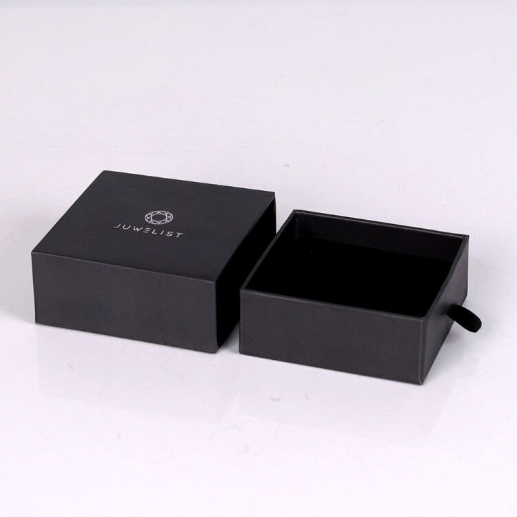 时尚烫银LOGO正方形小尺寸珠宝包装纸质抽屉礼盒定制