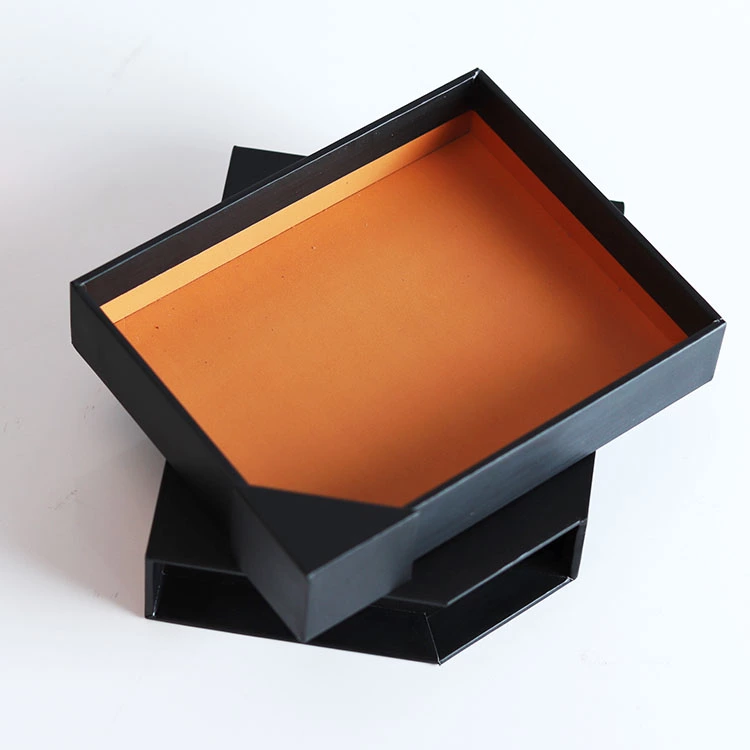 定制logo创意设计黑色纸质钱包包装抽屉盒带三角设计