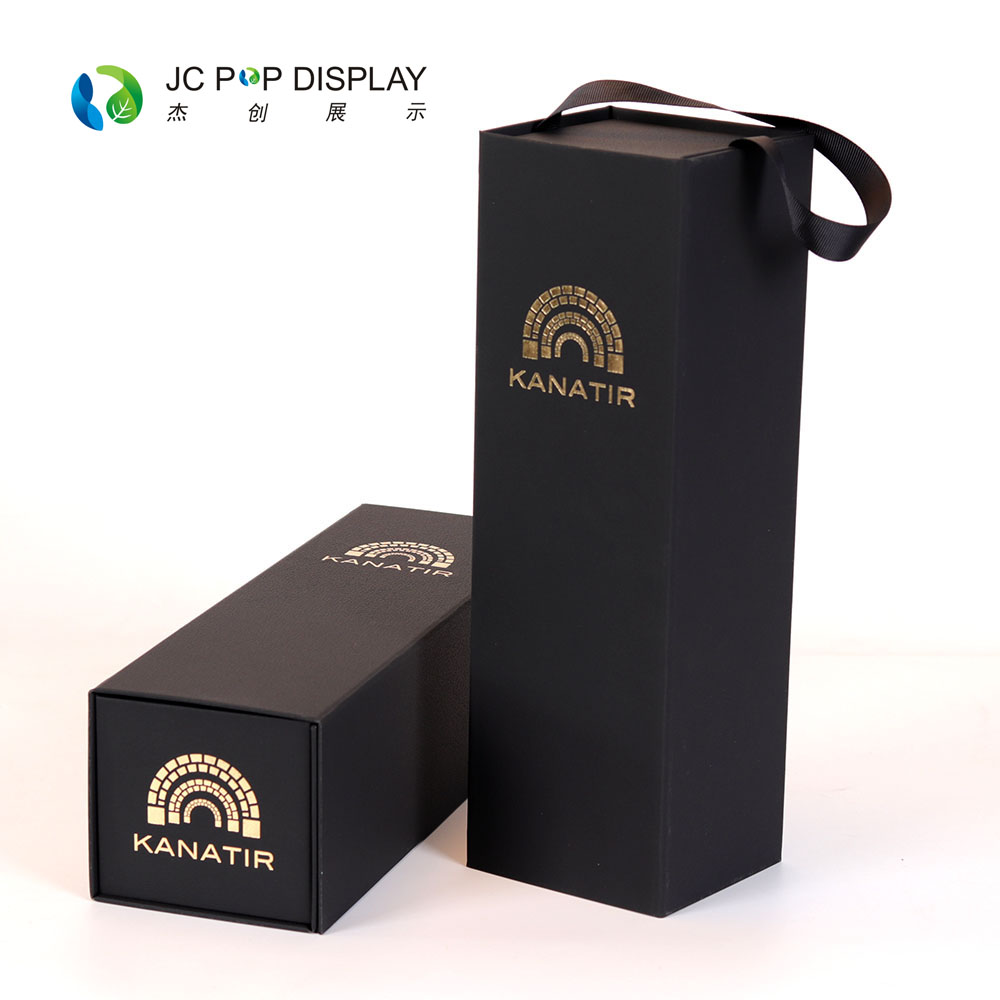 工厂定制高档黑色折叠红酒礼品盒