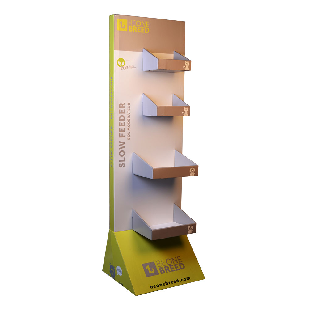 定制品牌宠物用品落地式瓦楞纸展示架